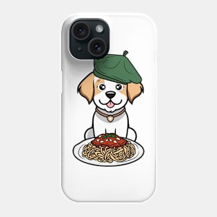 Cute Happy Dog is eating spaghetti Phone Case