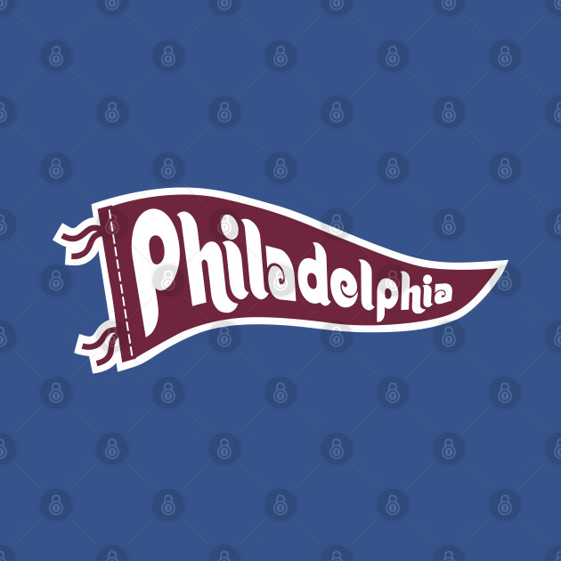 Discover Philadelphia Retro Pennant - Powder Blue - Philadelphia - T-Shirt