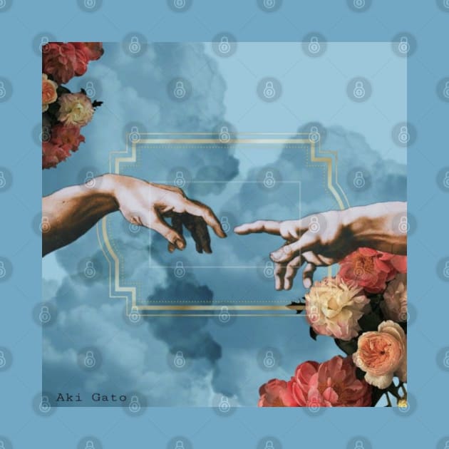 Aesthetics, The Creation of Adam, "The Touch", light academia, dark academia, blue, flowers by AGRHouse