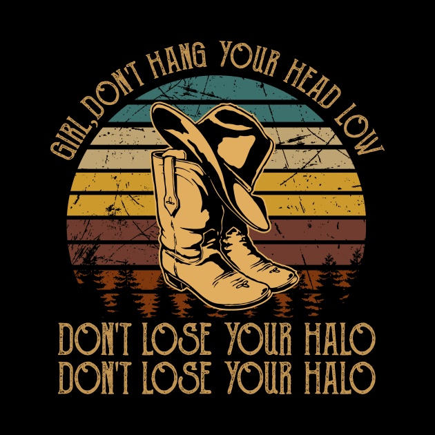 Girl, Don't Hang Your Head Low Don't Lose Your Halo, Don't Lose Your Halo Retro Cowboy Boots by Terrence Torphy