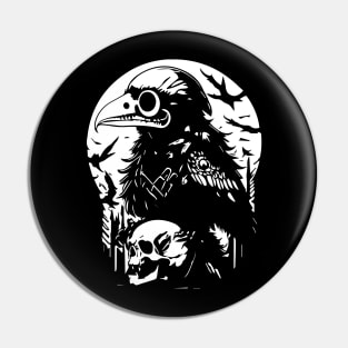 black raven and the skull Pin