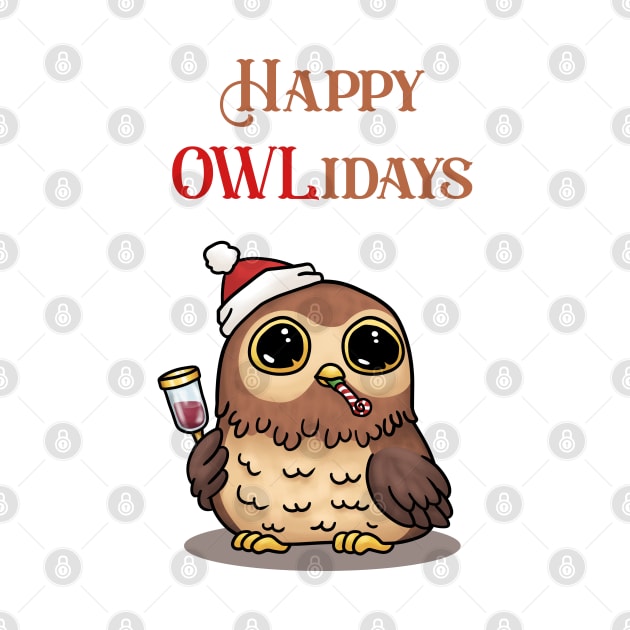 Happy Owlidays Christmas Owl by Takeda_Art