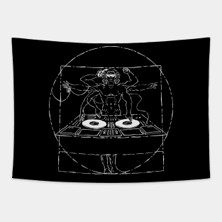 Cool Vitruvian Man DJ Disc Jockey Tapestry