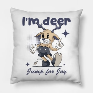 Joyful Reindeer Christmas Pillow