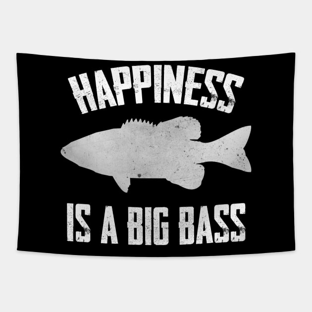 Happiness is a Big Bass Funny Fish Fishing Tapestry by charlescheshire