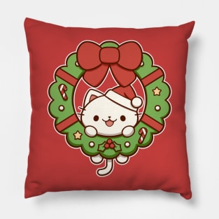 Kitty Christmas Wreath | Holiday Pillow