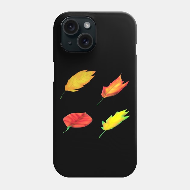 Fall Leaves (Black Background) Phone Case by Art By LM Designs 