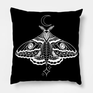 Witchy Cute Celestial Moth - White Pillow