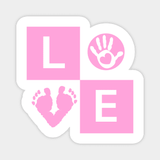 Baby boy baby hand and feet prints arrival card Magnet