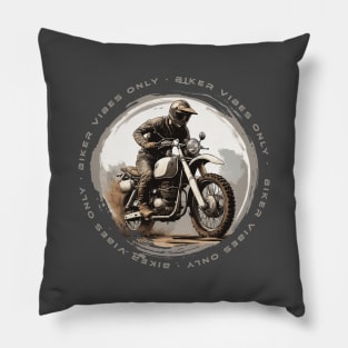 Biker vibes only motorcycle Pillow