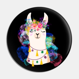 Llama diamond 5-black version Pin