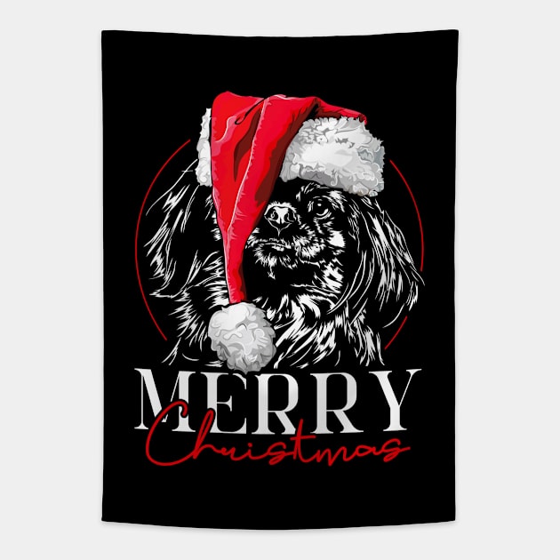 Funny Santa Pekingese Merry Christmas dog mom gift Tapestry by wilsigns