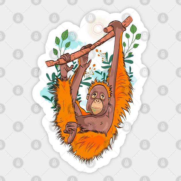 Cute orangutan - Orangutan - Sticker | TeePublic Cute orangutan - Orangutan - Sticker | TeePublic
