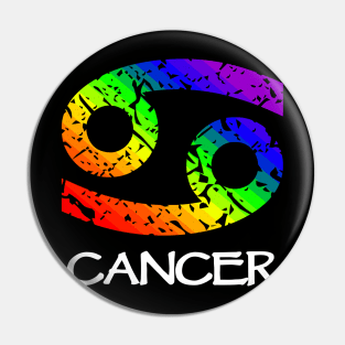 Cancer Zodiac Symbol in Rainbow Color Pin