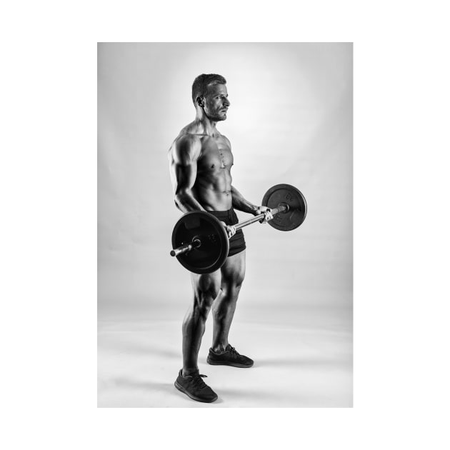 Man doing biceps curl with barbell by naturalis