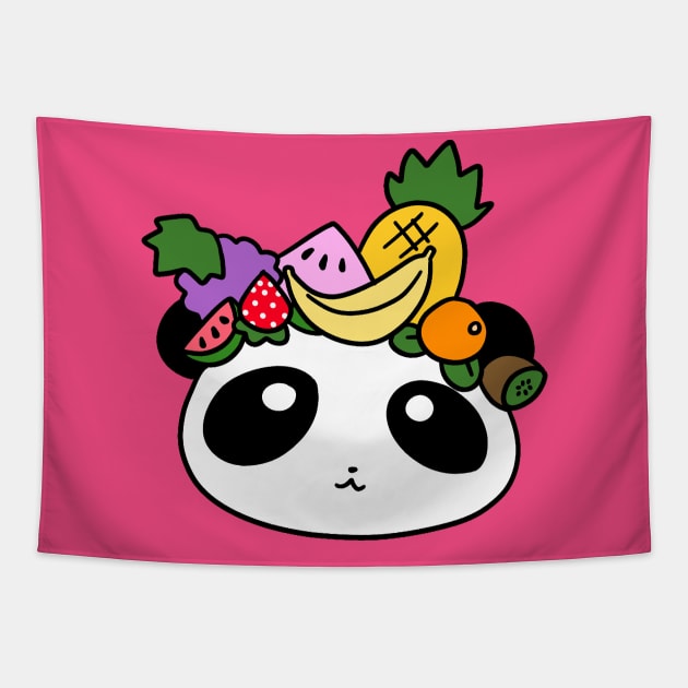 Fruit Panda Face Tapestry by saradaboru