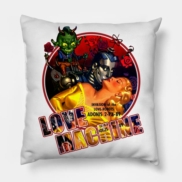 The Adonis Love Machine- Invasion of Love Robots Pillow by Joaddo