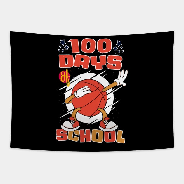 100 days of school featuring a dabbing basketball #1 Tapestry by XYDstore