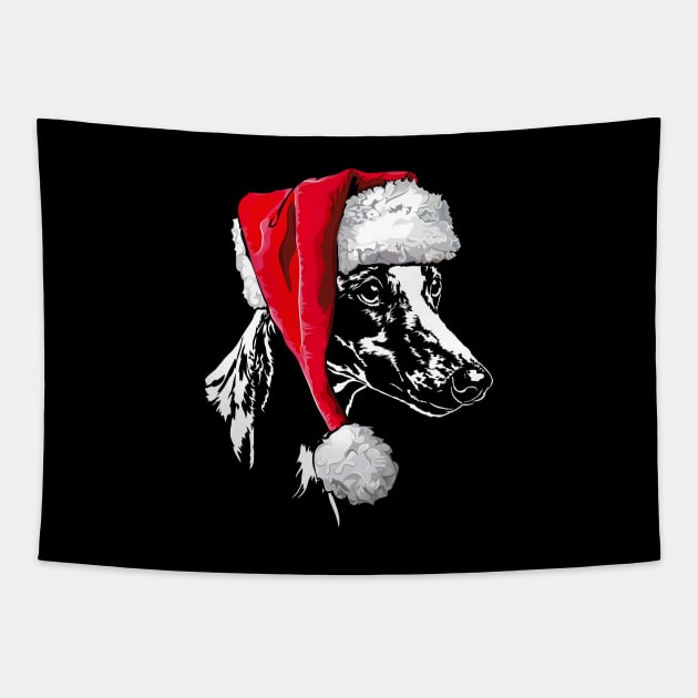 Funny Santa Whippet sighthound Christmas dog Tapestry by wilsigns