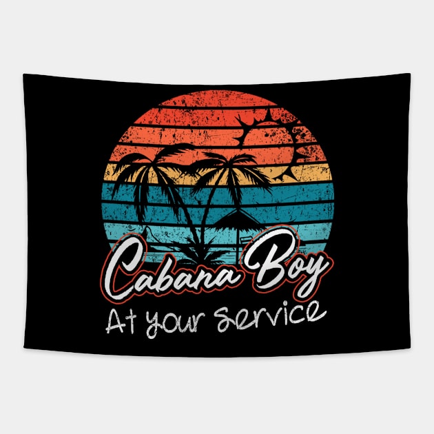 CABANA BOY AT YOUR SERVICE | POOL PARTY BOY BARTENDER FUNNY Tapestry by The Design Catalyst