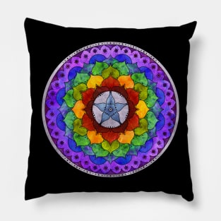 Star Mandala Rainbow Pillow