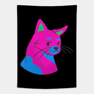 Cat in polysexual pride colors Tapestry