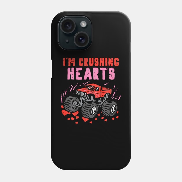 Kids I Crush Hearts Monster Truck Toddler Boys Valentines Day Phone Case by jadolomadolo