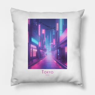 Abstract Vintage Retro Neon Tokyo Japan Nights Pillow