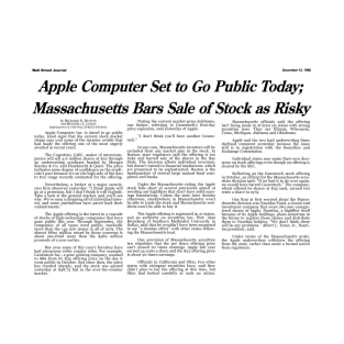 HD Reproduction - Apple Stock Too Risky - Dec 12, 1980 T-Shirt