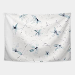 Clematis blue watercolor floral Tapestry