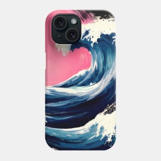 The Great Wave off Kanagawa synthwave painting Phone Case