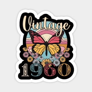 Floral Butterfly Retro Vintage 1960 63rd Birthday Magnet