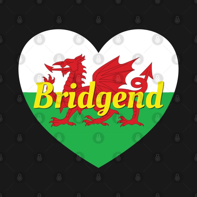 Bridgend Wales UK Wales Flag Heart by DPattonPD