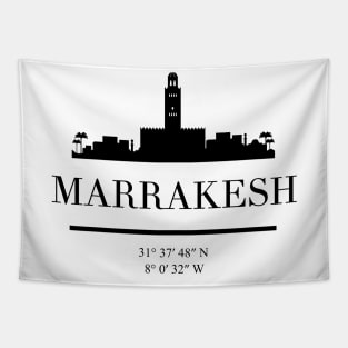 MARRAKESH MOROCCO BLACK SILHOUETTE SKYLINE ART Tapestry