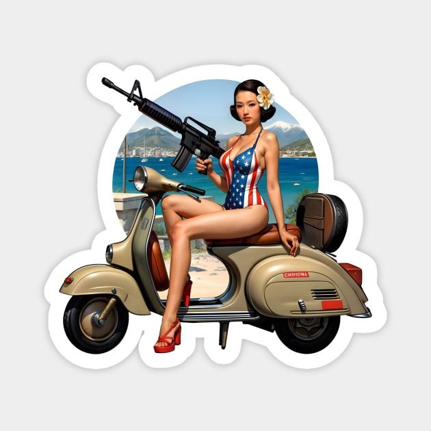 Scooter Girl Magnet by Rawlifegraphic