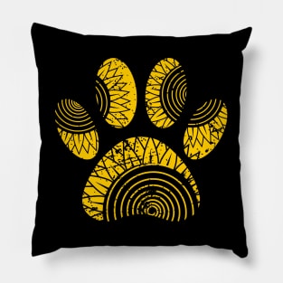 Sunflower Pattern Dog Paw Print With Distressed Effect Pillow