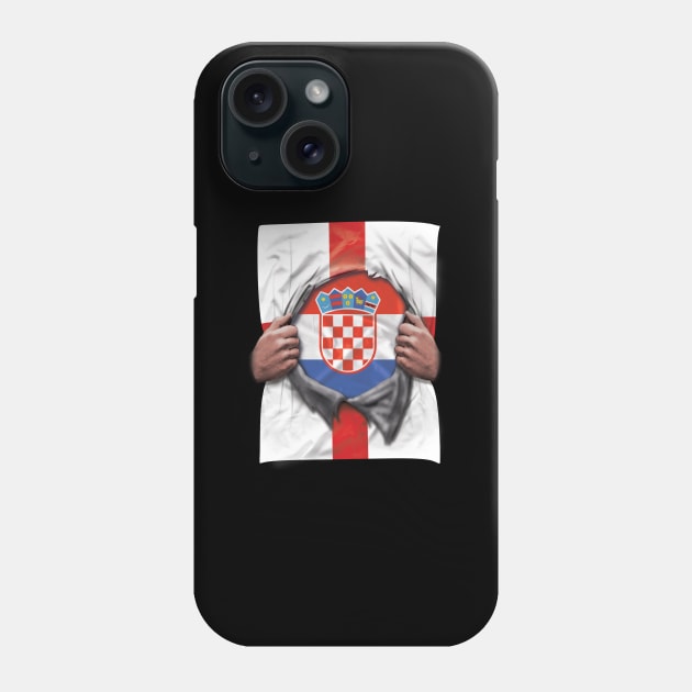 Croatia Flag English Flag Ripped Open - Gift for Croatian From Croatia Phone Case by Country Flags