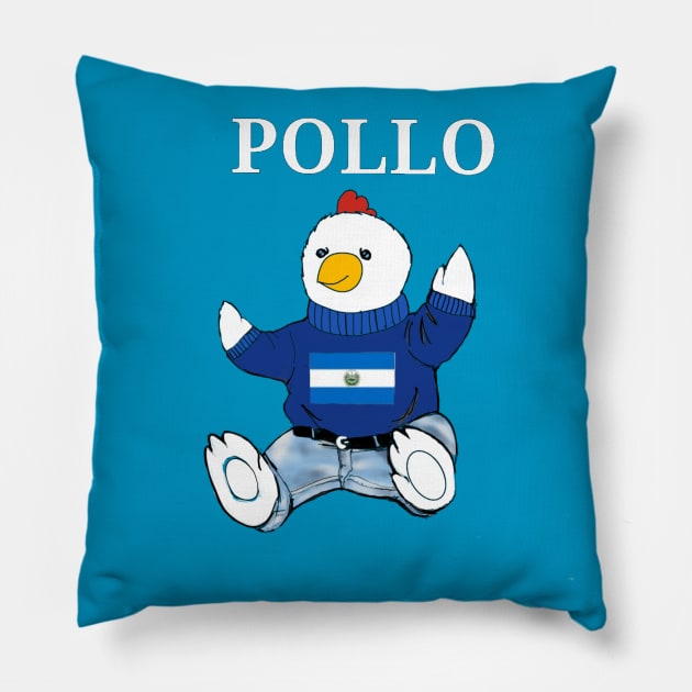Polio bear flag of El Salvador Pillow by Duendo Design