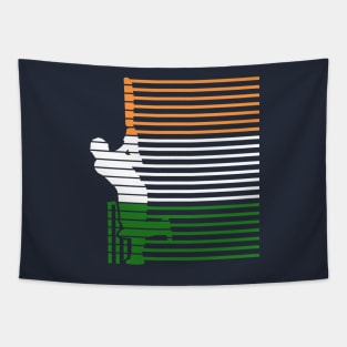 India Cricket With Indian Flag Brush Stroke Tapestry