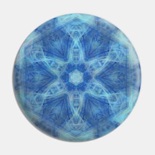 Whimsical lacy blue fractal kaleidoscope Pin