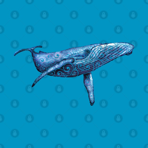Swirly Blue Whale by VectorInk