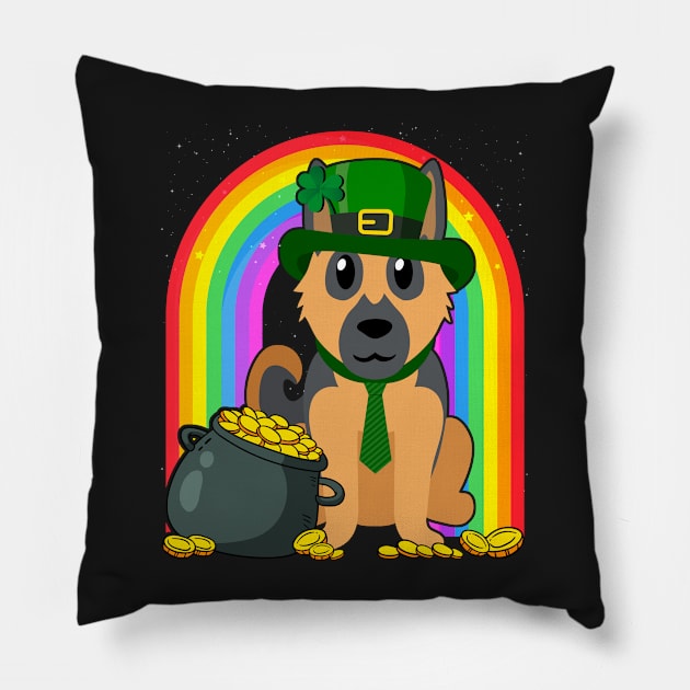 German Shepherd Rainbow Irish Clover St Patrick Day Dog Gift graphic Pillow by theodoros20