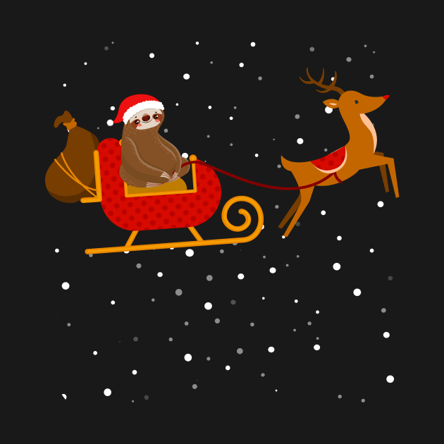 Santa Sloth Riding a Santa's reindeer-Sloth Christmas Gift by maximel19722