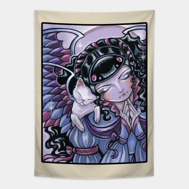 Angel and Kitten #1 - Purple Tapestry by Nat Ewert Art