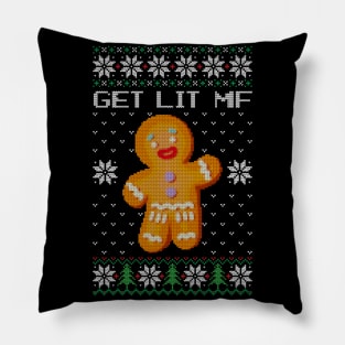 Cristmas Sweaters -  Ugly Sweater - Lets Get Lit Mf Pillow