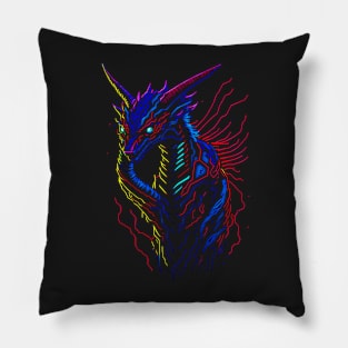 Edgy high tech dragon vector Pillow