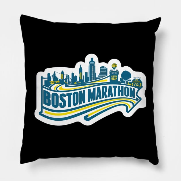 boston marathon Pillow by CreationArt8