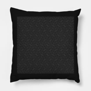 Traditional Japanese Sayagata Geometric Pattern in Greyscale/Black and Grey Pillow