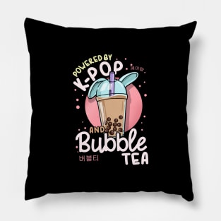 Powered by K-Pop and Bubble Tea - Anime T-Shirt Pillow