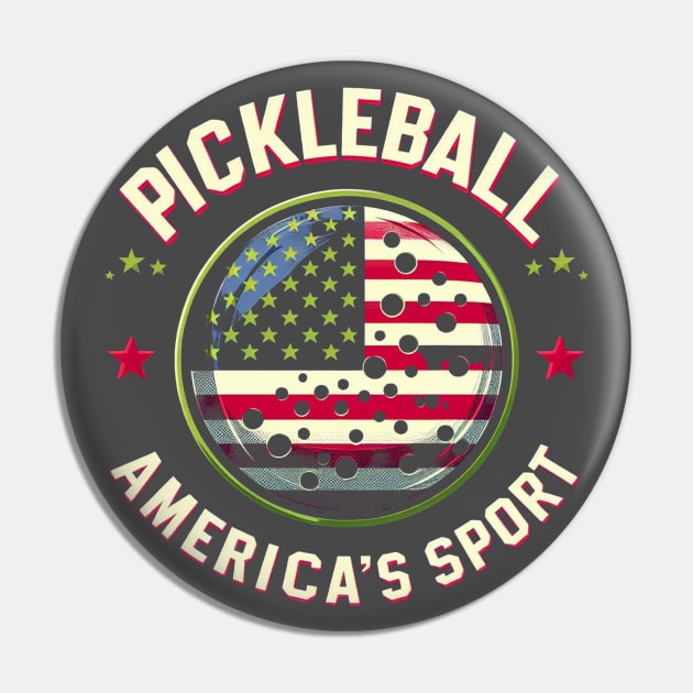 Pickleball America's Sport USA Flag Pin by Battlefoxx Living Earth